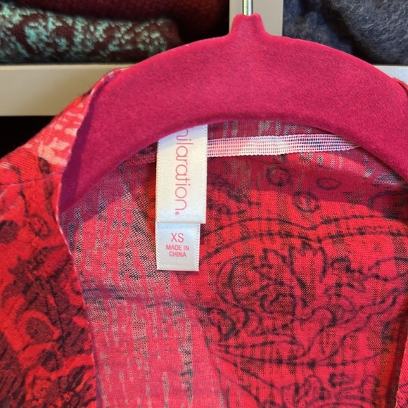 Xhilaration red/navy print long sleeve open front cardigan size XS - Picture 2 of 3